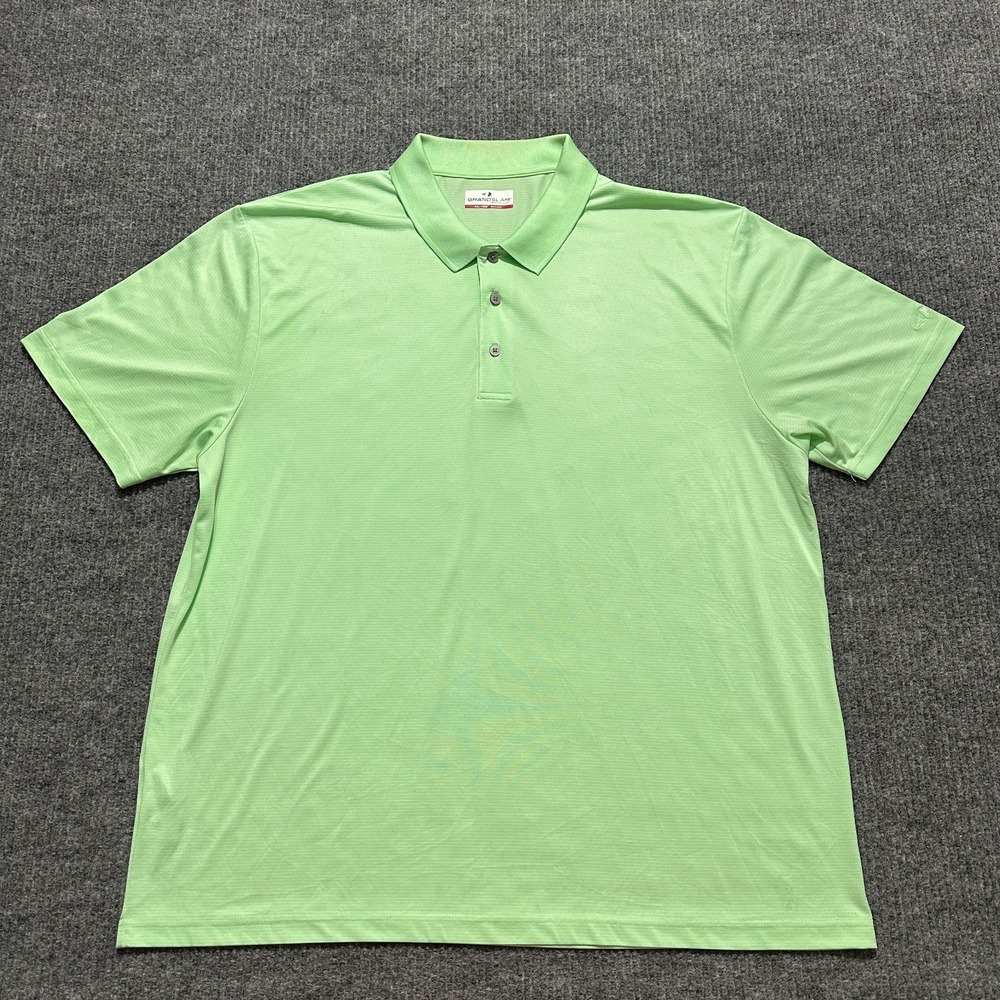 Grand Slam Performance Mens‎ Polo Shirt Size XXL Green Outdoor Short Sleeve